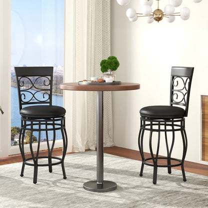 Goflame 26" Swivel Bar Stools Set of 2/4, Counter Height Bar Stools with Back, Upholstered PU Leather Seat, Black