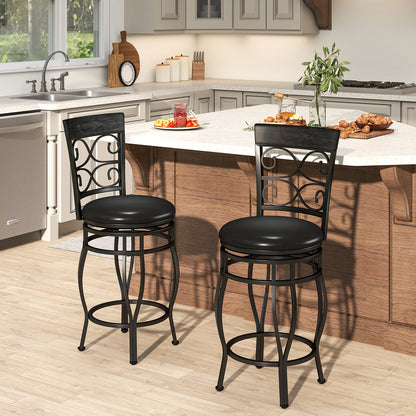 Goflame 26" Swivel Bar Stools Set of 2/4, Counter Height Bar Stools with Back, Upholstered PU Leather Seat, Black