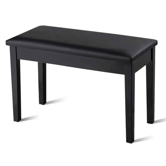 Duet Piano Bench, Black, PU Leather, Solid Wood Construction, Hidden Music Storage