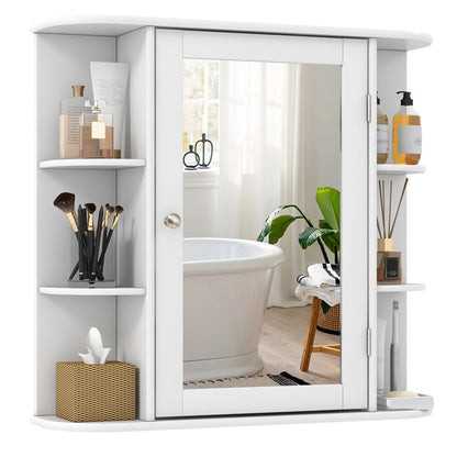 Goflame Mirrored Bathroom Medicine Cabinet - Wall Mounted Bathroom Hanging Cabinet with Single Door