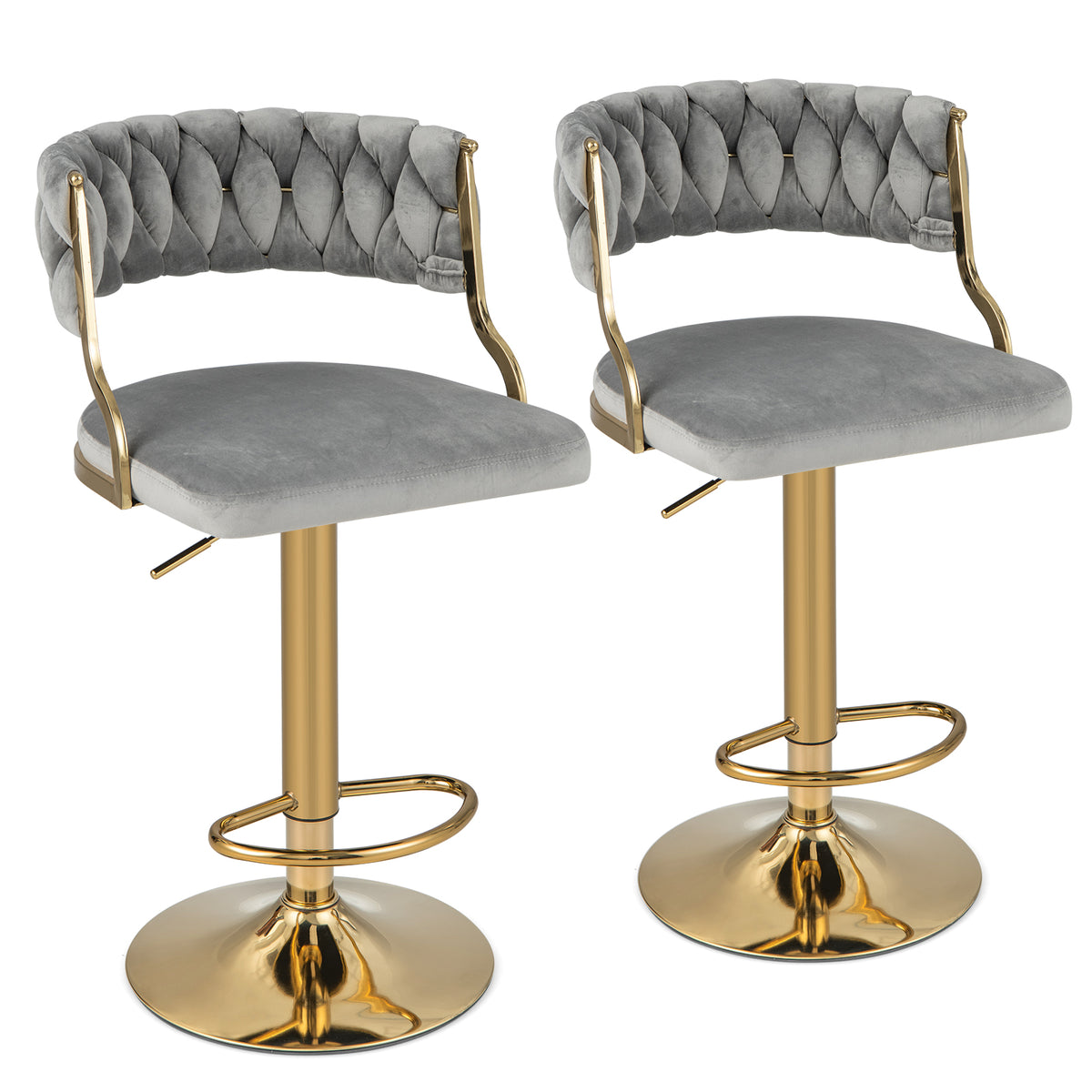 Goflame Swivel Adjustable Height Bar Stools Set of 2