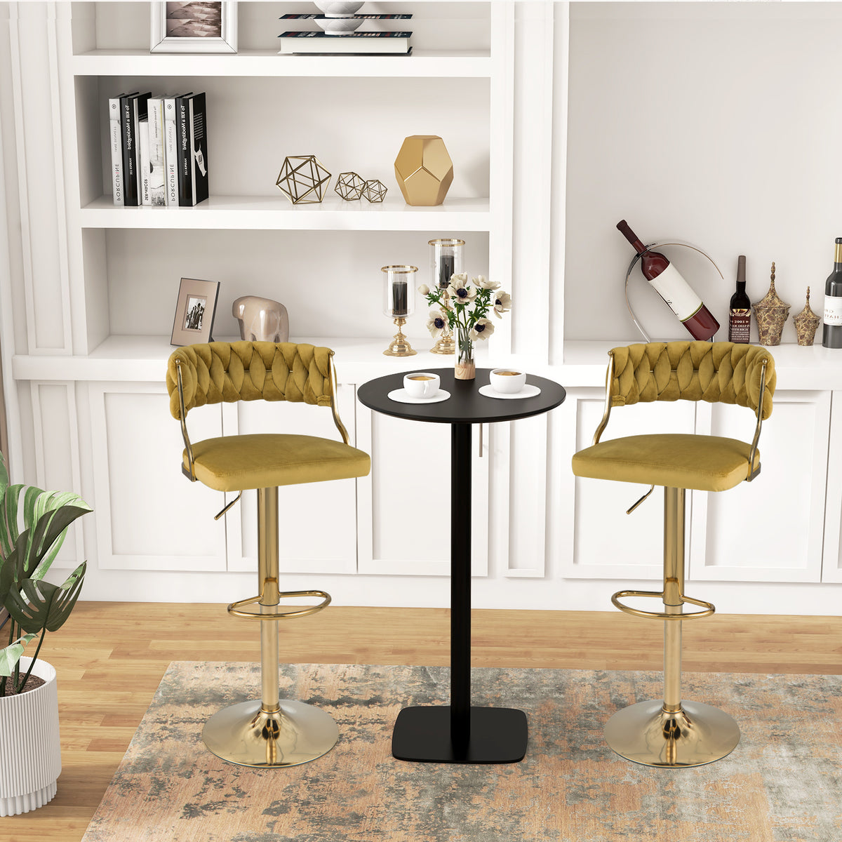 Goflame Swivel Adjustable Height Bar Stools Set of 2