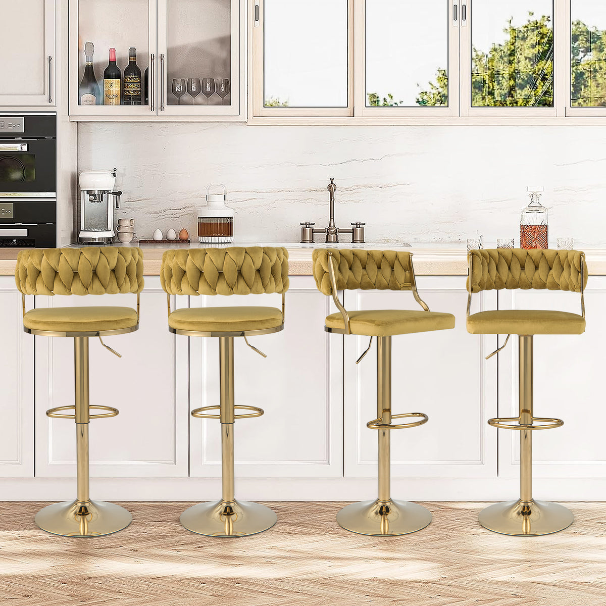 Goflame Swivel Adjustable Height Bar Stools Set of 2