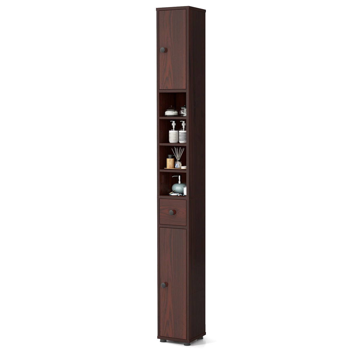 Goflame Slim Bathroom Storage Cabinet - 71" Tall Narrow Floor Cabinet Cupboard with 2 Doors