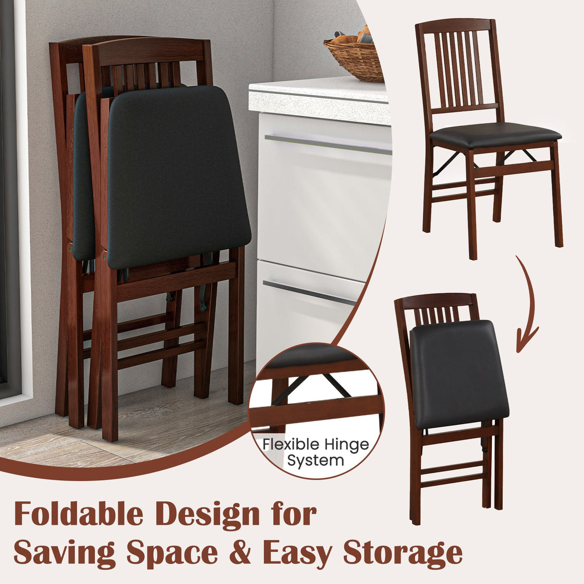 Goflame Folding Dining Chairs Set (2/4)