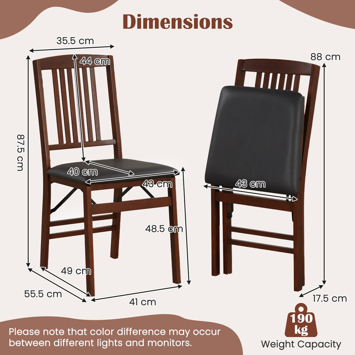 Goflame Folding Dining Chairs Set (2/4)