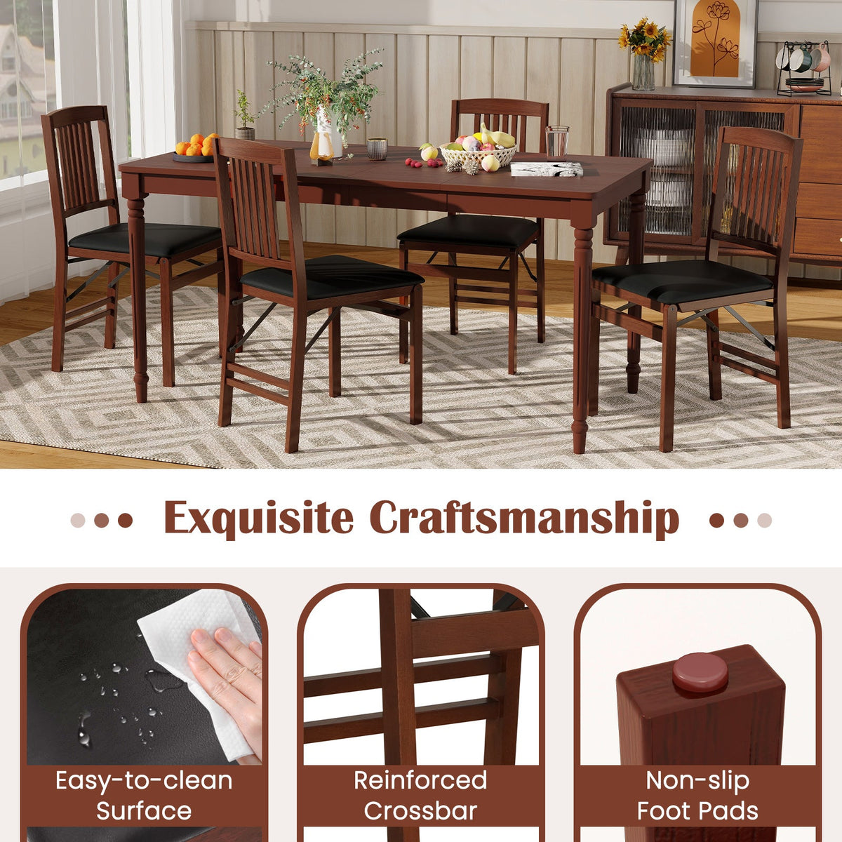 Goflame Folding Dining Chairs Set (2/4)