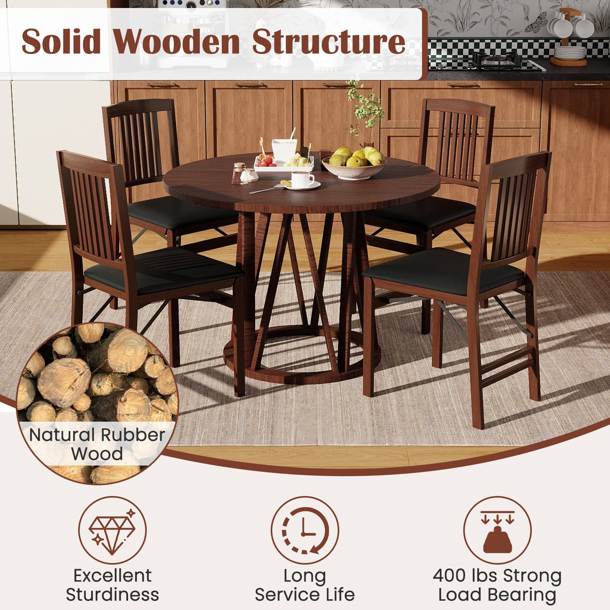 Goflame Folding Dining Chairs Set (2/4)