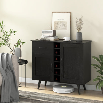 Goflame Buffet Sideboard Storage Cabinet - Wood Pantry Cupboard with 6-Bottle Wine Rack