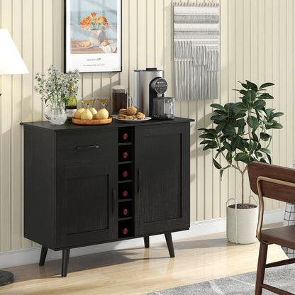 Goflame Buffet Sideboard Storage Cabinet - Wood Pantry Cupboard with 6-Bottle Wine Rack