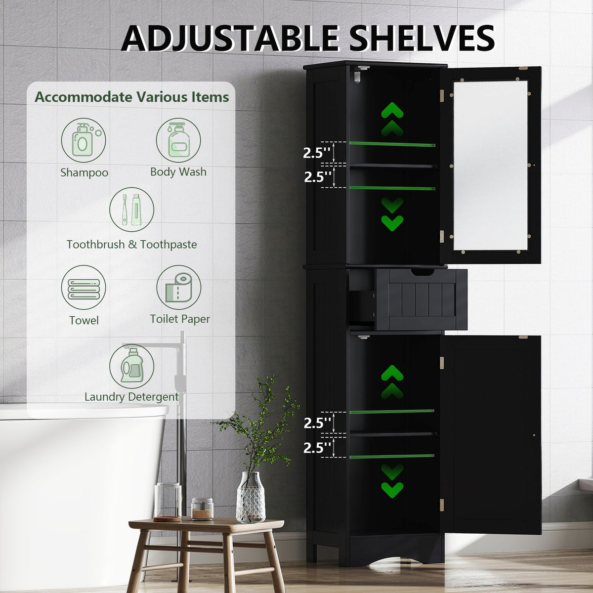 Goflame Freestanding Bathroom Storage Cabinet
