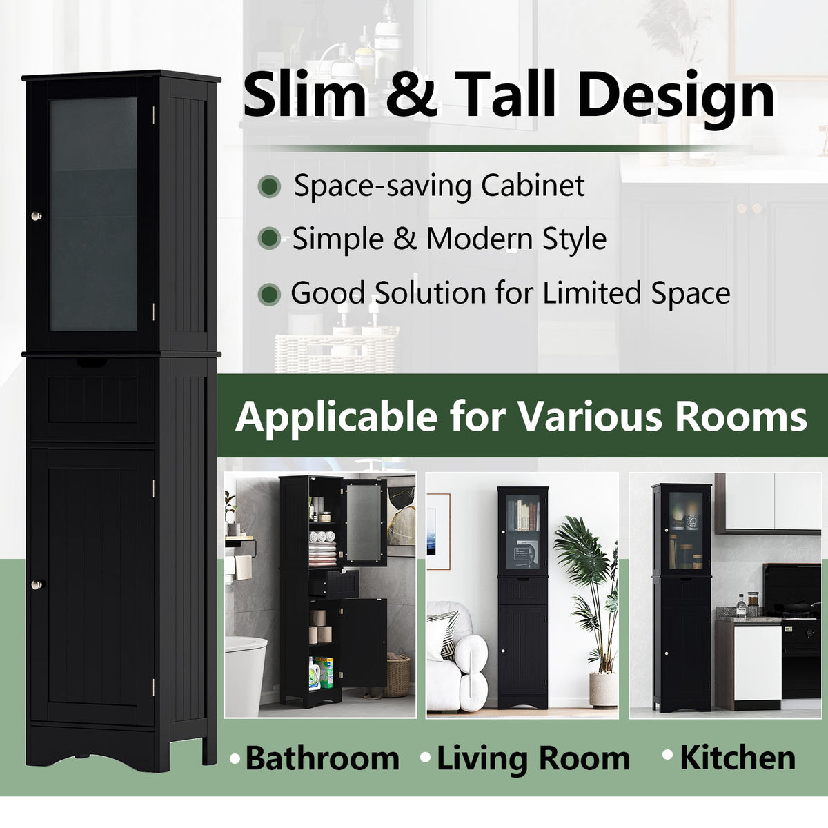 Goflame Freestanding Bathroom Storage Cabinet