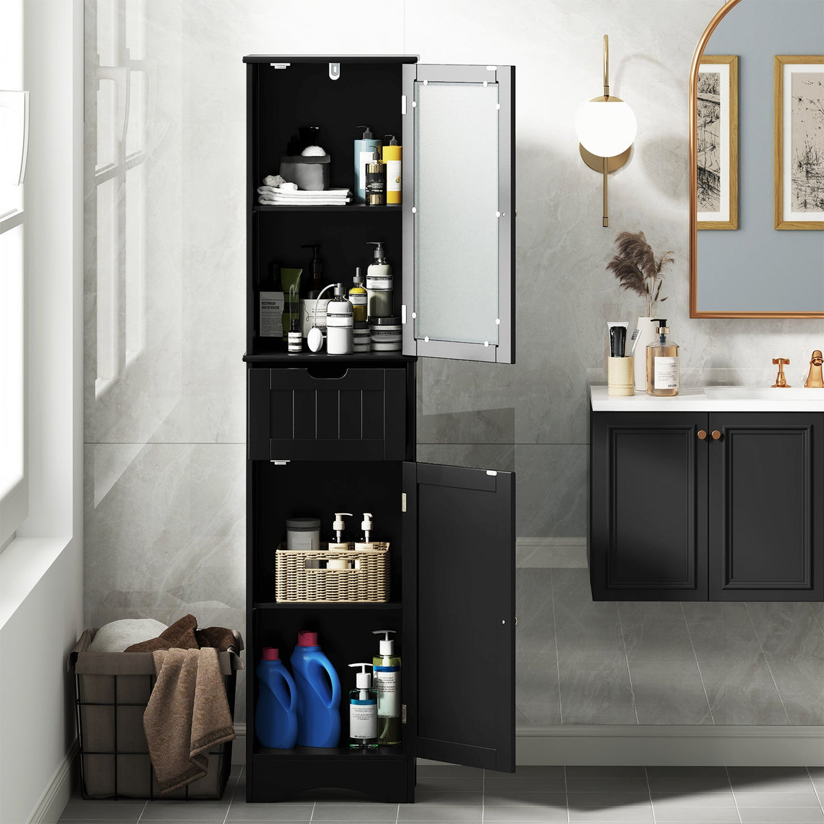 Goflame Freestanding Bathroom Storage Cabinet