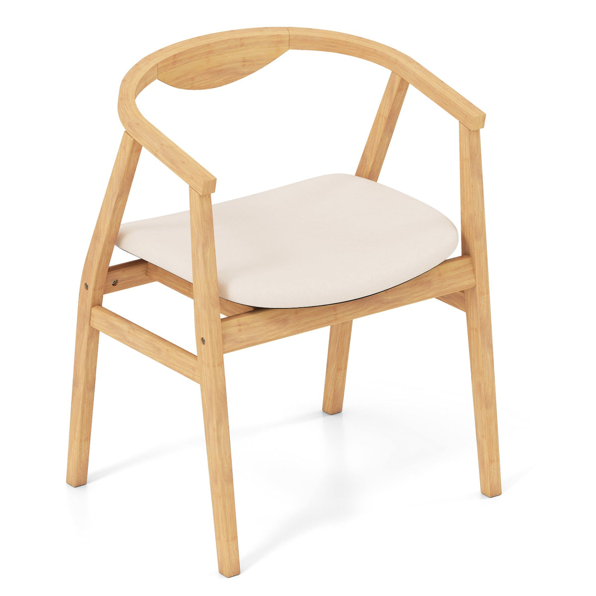 Goflame Modern Mid Century Accent Chair, Made of Fabric, Bamboo