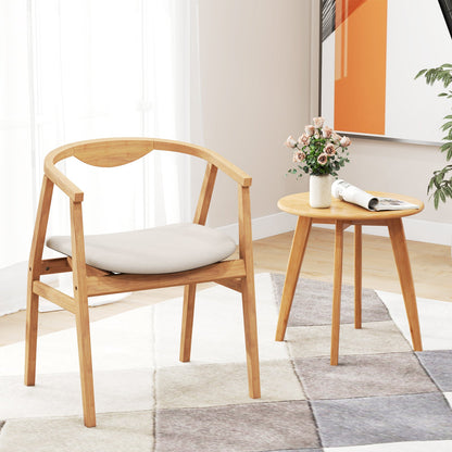 Goflame Modern Mid Century Accent Chair, Made of Fabric, Bamboo
