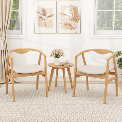 Goflame Modern Mid Century Accent Chair, Made of Fabric, Bamboo