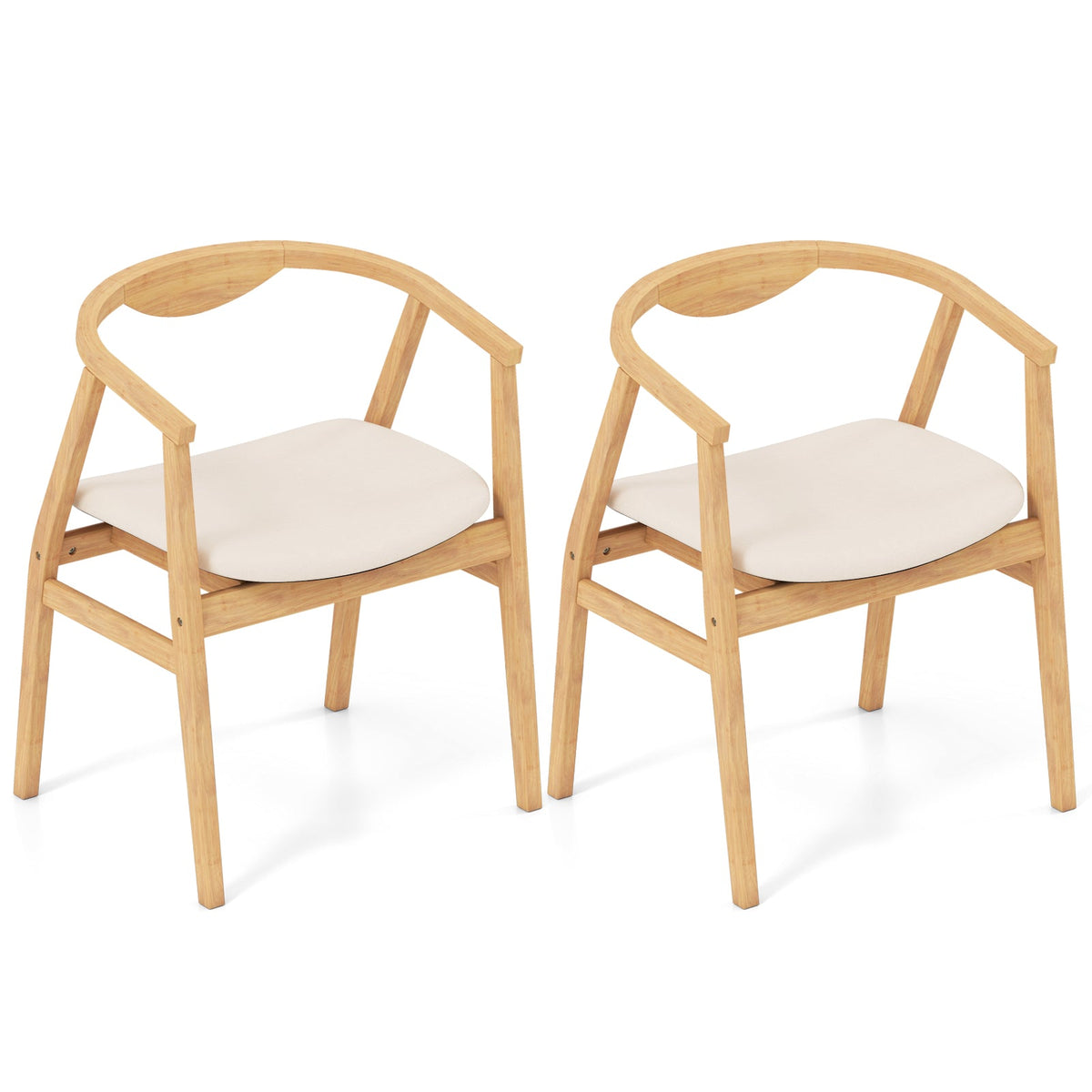 Goflame Modern Mid Century Accent Chair, Made of Fabric, Bamboo