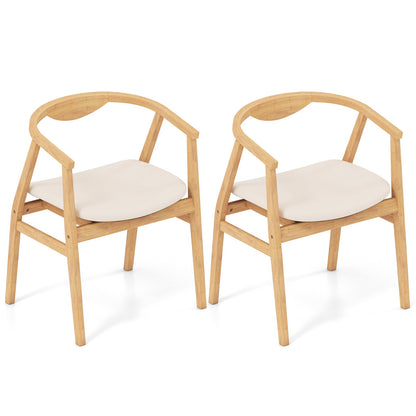 Goflame Modern Mid Century Accent Chair, Made of Fabric, Bamboo