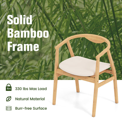 Goflame Modern Mid Century Accent Chair, Made of Fabric, Bamboo