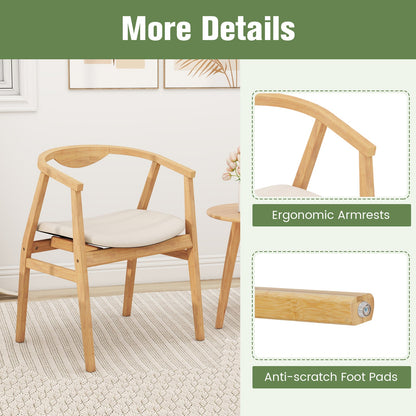 Goflame Modern Mid Century Accent Chair, Made of Fabric, Bamboo