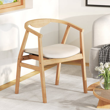 Goflame Modern Mid Century Accent Chair, Made of Fabric, Bamboo