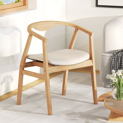 Goflame Modern Mid Century Accent Chair, Made of Fabric, Bamboo