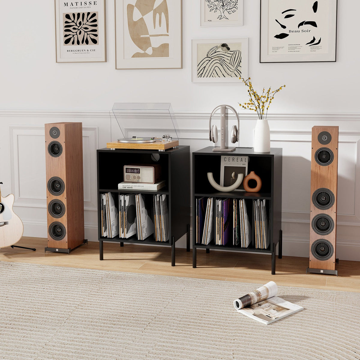 Goflame Record Player Stand with Charging Station