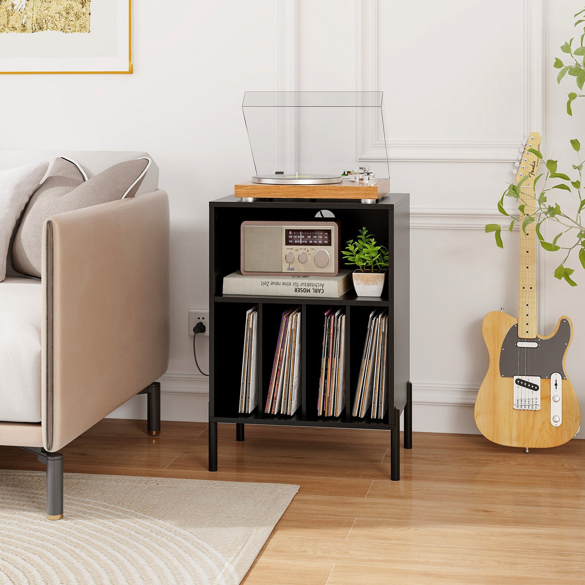 Goflame Record Player Stand with Charging Station