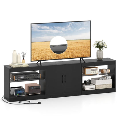 Goflame LED TV Stand for 85 Inch TV | Modern Entertainment Center with Power Outlets