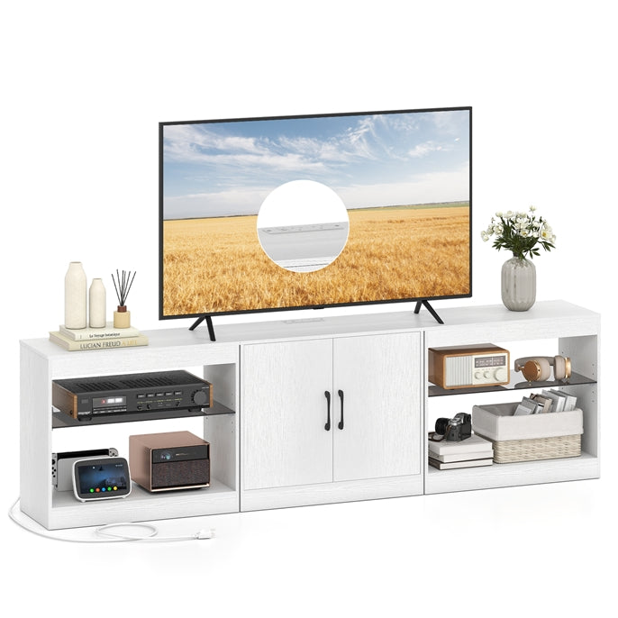 Goflame LED TV Stand for 85 Inch TV | Modern Entertainment Center with Power Outlets