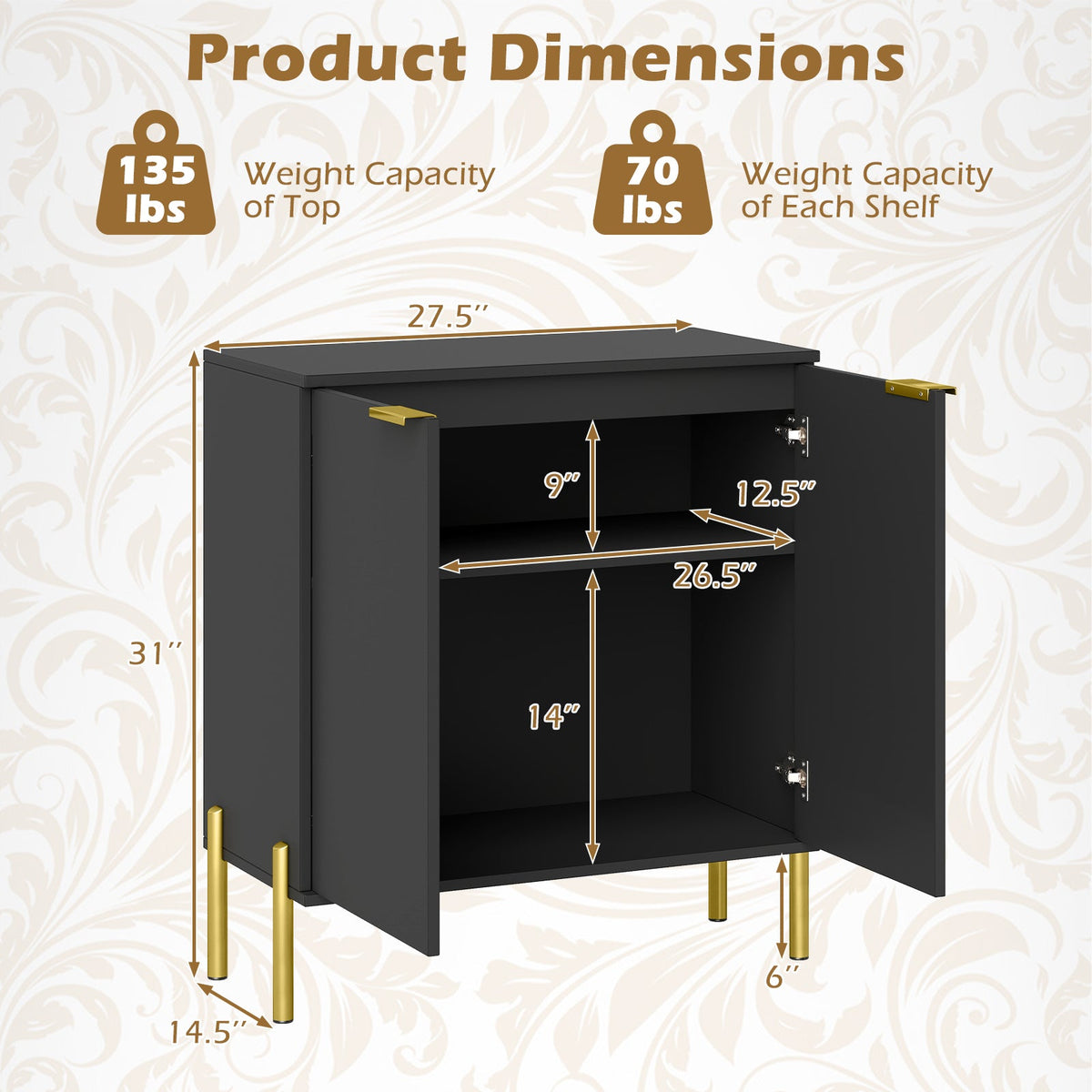 Goflame Buffet Cabinet with Storage, 2-Door Kitchen Sideboard with Storage Cabinet
