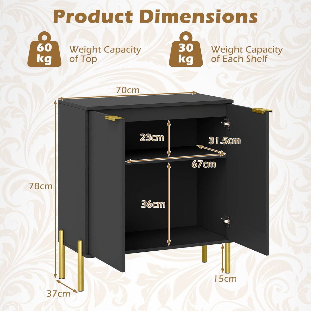 Goflame Buffet Cabinet with Storage, 2-Door Kitchen Sideboard with Storage Cabinet