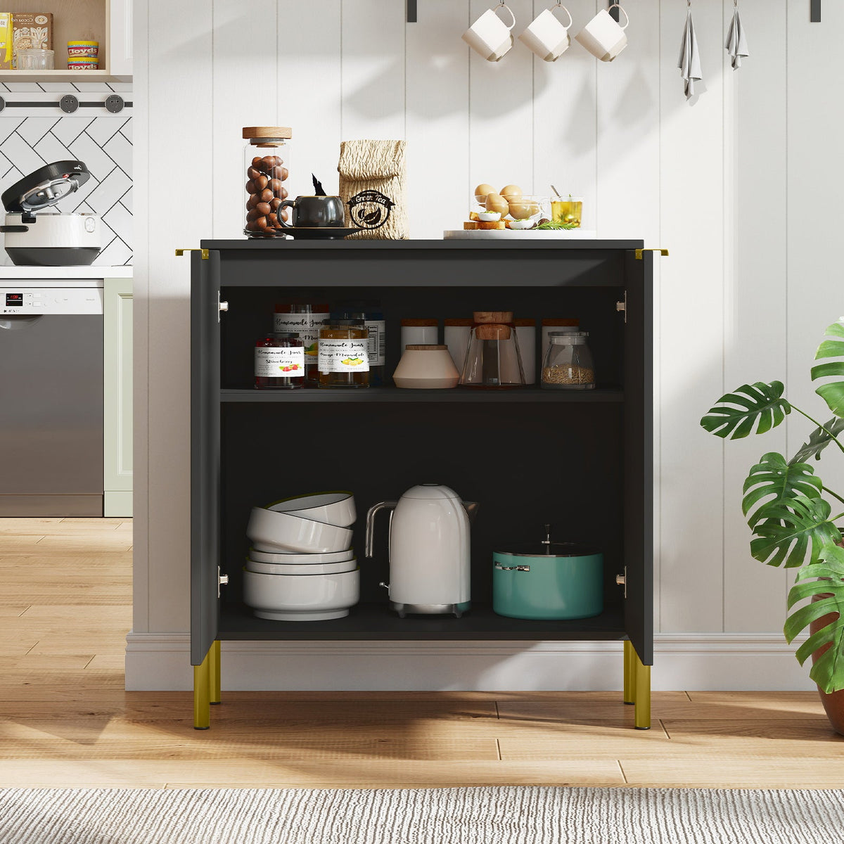 Goflame Buffet Cabinet with Storage, 2-Door Kitchen Sideboard with Storage Cabinet