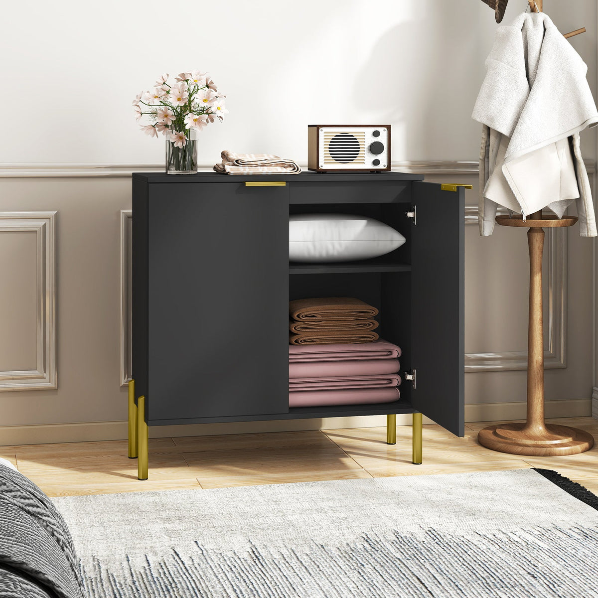 Goflame Buffet Cabinet with Storage, 2-Door Kitchen Sideboard with Storage Cabinet