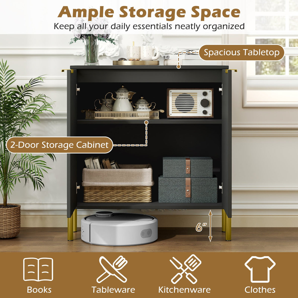 Goflame Buffet Cabinet with Storage, 2-Door Kitchen Sideboard with Storage Cabinet