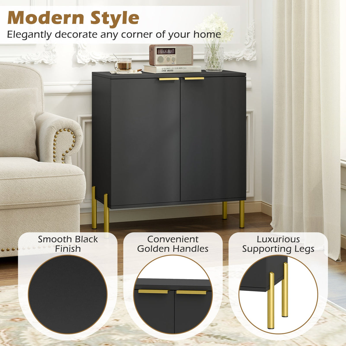 Goflame Buffet Cabinet with Storage, 2-Door Kitchen Sideboard with Storage Cabinet