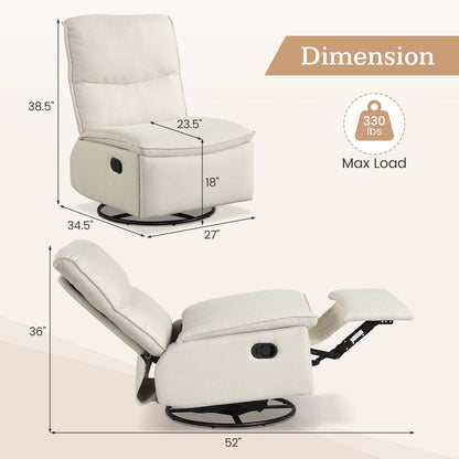Goflame Swivel Rocking Recliner | 360° Reclining Rocker Chair with Adjustable Cushioned Back