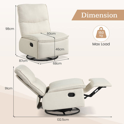 Goflame Swivel Rocking Recliner | 360° Reclining Rocker Chair with Adjustable Cushioned Back