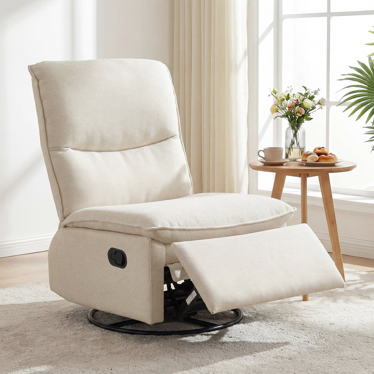 Goflame Swivel Rocking Recliner | 360° Reclining Rocker Chair with Adjustable Cushioned Back