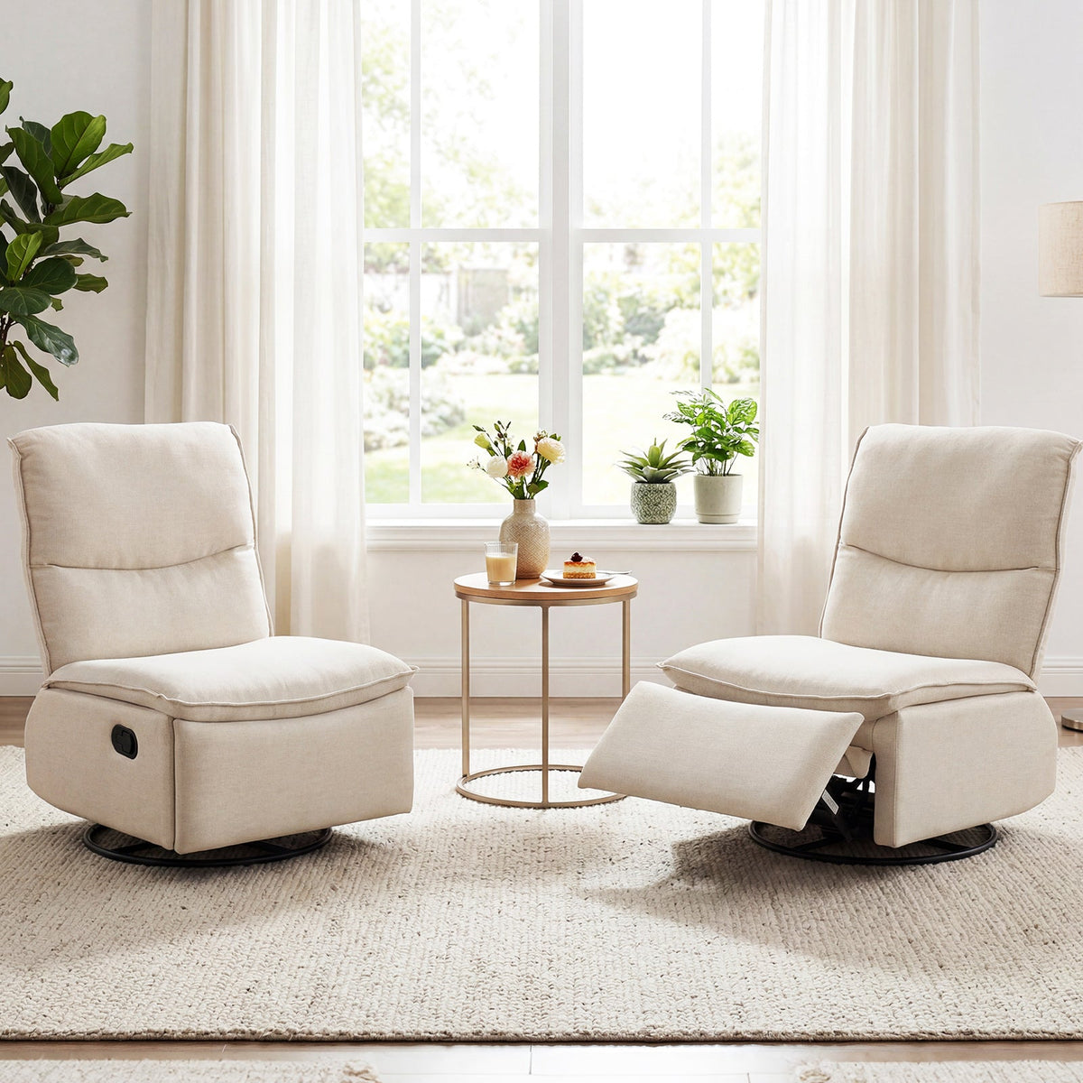 Goflame Swivel Rocking Recliner | 360° Reclining Rocker Chair with Adjustable Cushioned Back