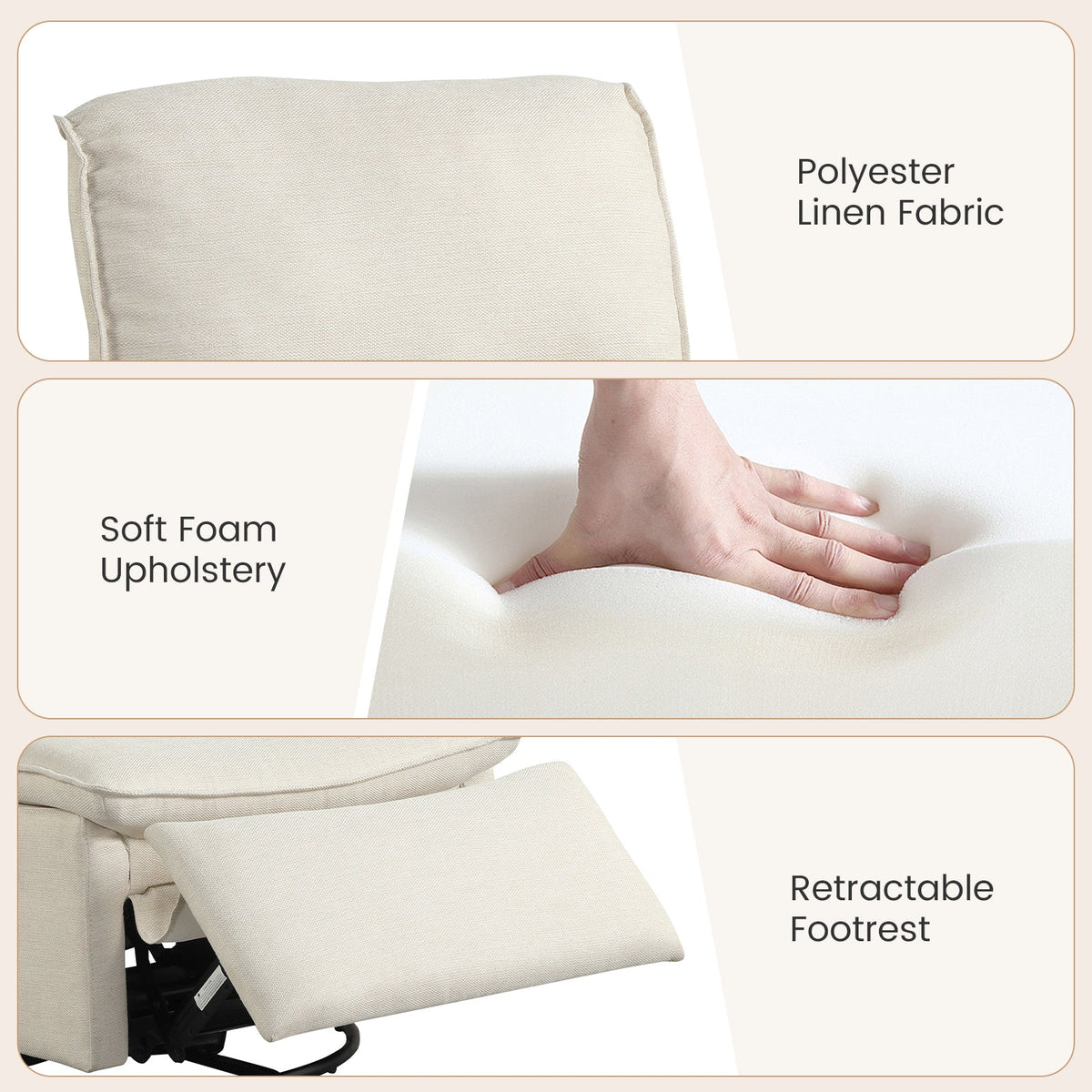 Goflame Swivel Rocking Recliner | 360° Reclining Rocker Chair with Adjustable Cushioned Back