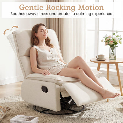 Goflame Swivel Rocking Recliner | 360° Reclining Rocker Chair with Adjustable Cushioned Back