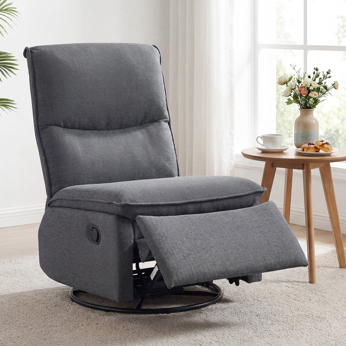 Goflame Swivel Rocking Recliner | 360° Reclining Rocker Chair with Adjustable Cushioned Back