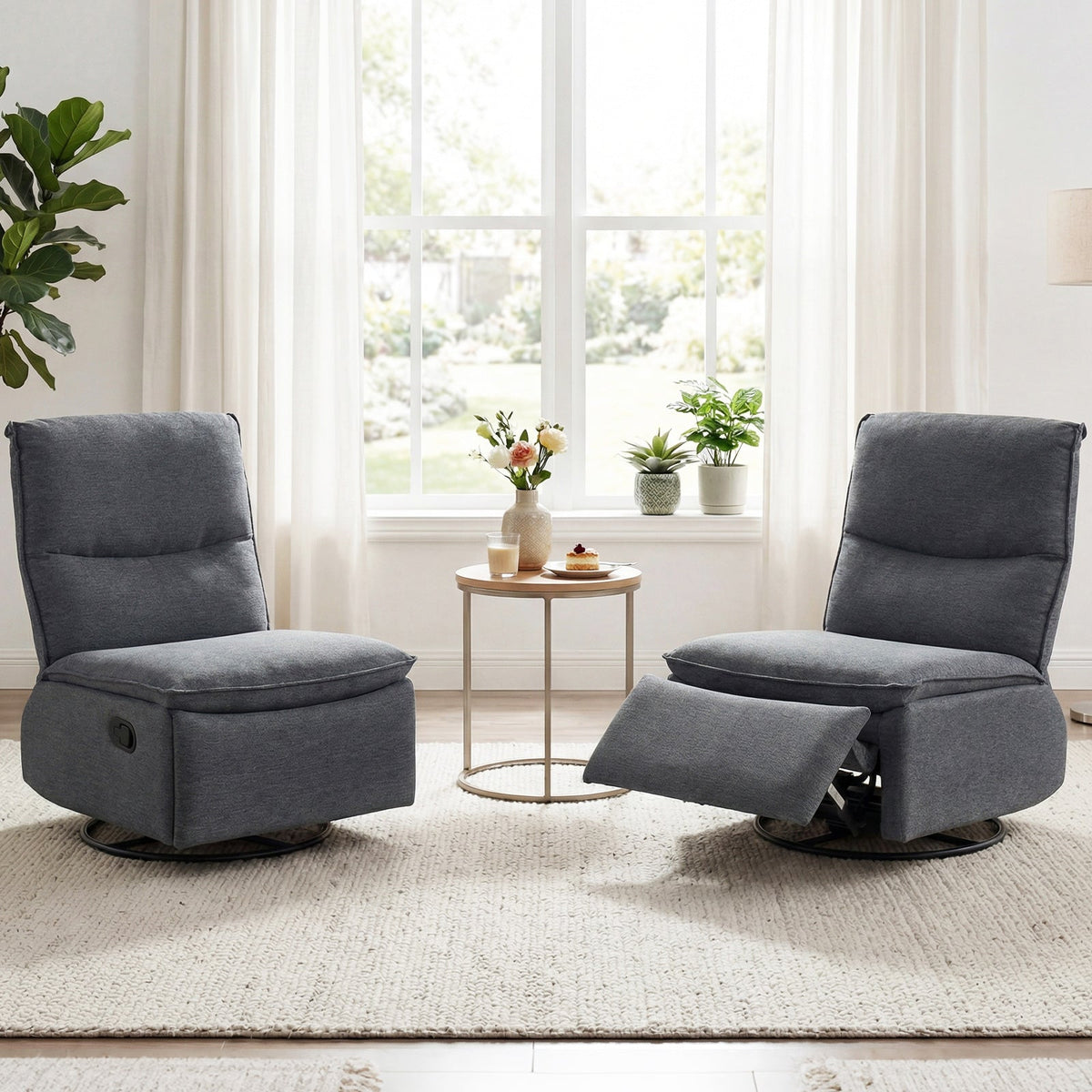 Goflame Swivel Rocking Recliner | 360° Reclining Rocker Chair with Adjustable Cushioned Back