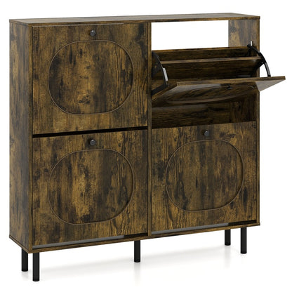 GOFLAME Shoe Storage Cabinet with 4 Flip Drawers