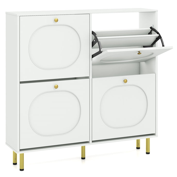 GOFLAME Shoe Storage Cabinet with 4 Flip Drawers