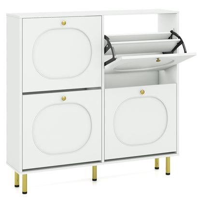 GOFLAME Shoe Storage Cabinet with 4 Flip Drawers