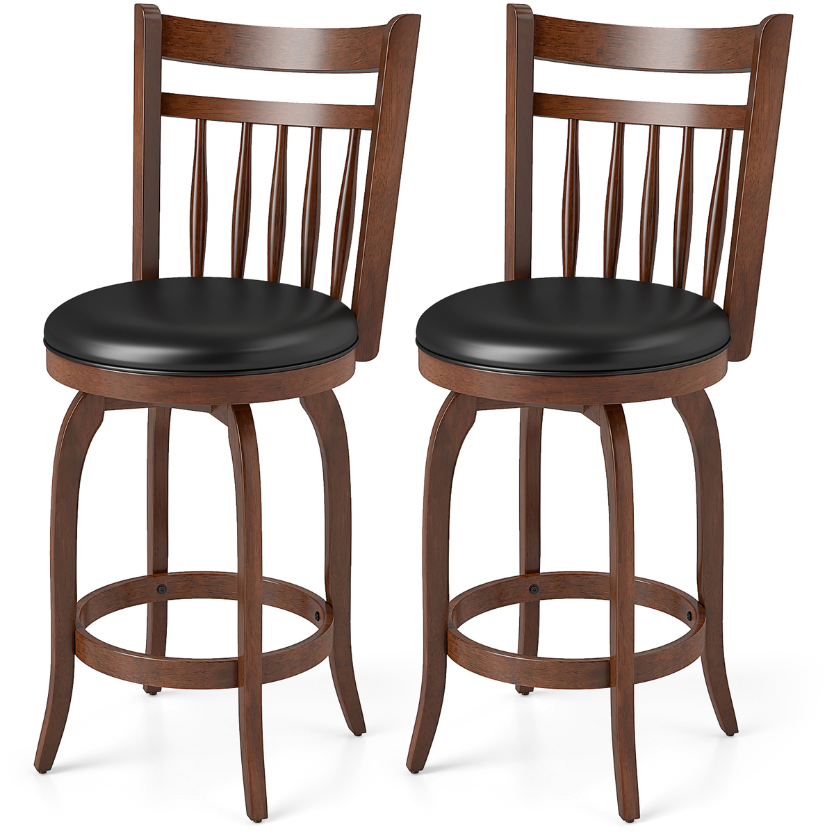 Goflame Swivel Bar Stools Set of 2, 24 Inch Counter Height Barstools | 360° Rotating Bar Chairs w/Footrest