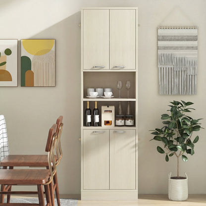 Goflame Kitchen Pantry Cabinet, 75” Tall Freestanding Cupboard with Doors & Shelves