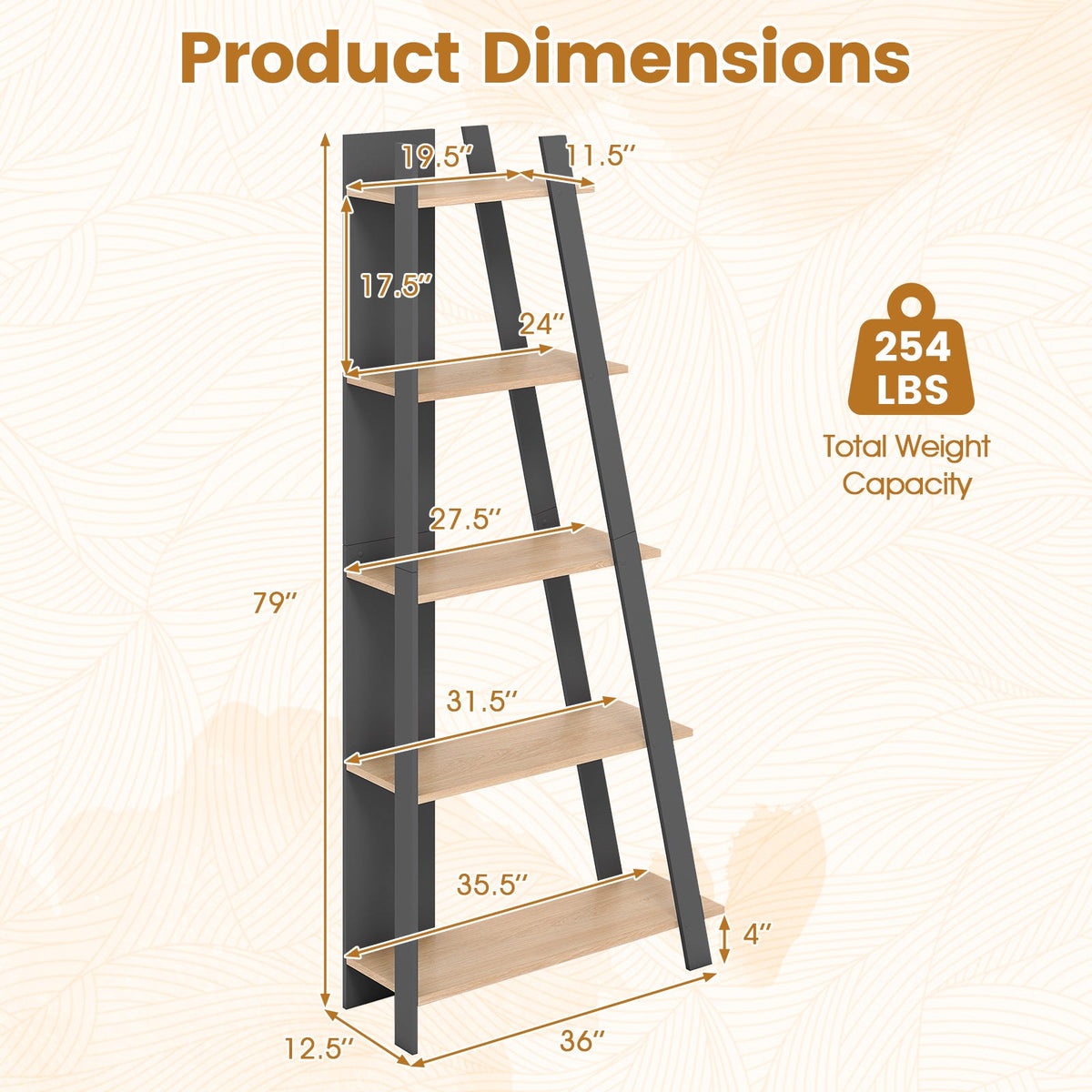 Goflame 4 Tier/ 5-Tier Narrow Wooden Vertical Trapezoidal Bookcase